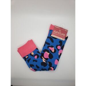 Knee high blue and pink leopard socks